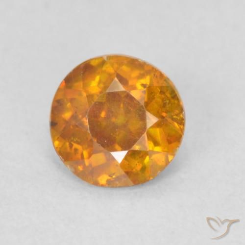 0.42ct 天然 ミディアムオレンジ 閃亜鉛鉱, ラウンド, SI