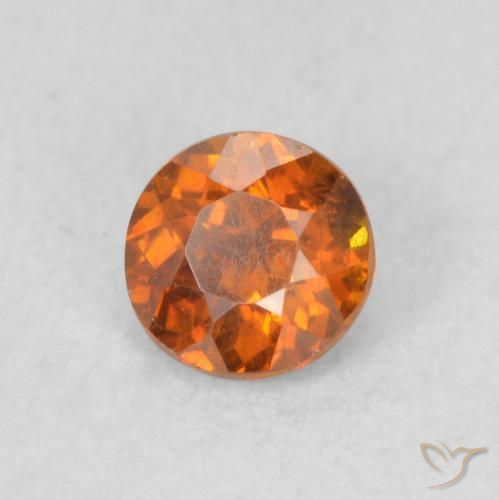 0.59カラットの天然Medium Dark-Orange閃亜鉛鉱、ラウンド、SI