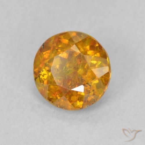 0.78カラットの天然Medium Light-Orange閃亜鉛鉱、ラウンド、SI