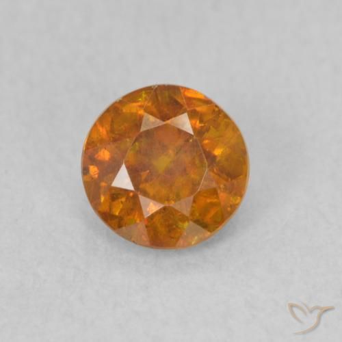 0.53ct 天然 ミディアムオレンジ 閃亜鉛鉱, ラウンド, SI