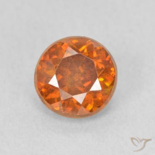 0.94ct 天然 Medium Dark-Orange 閃亜鉛鉱, ラウンド, VS