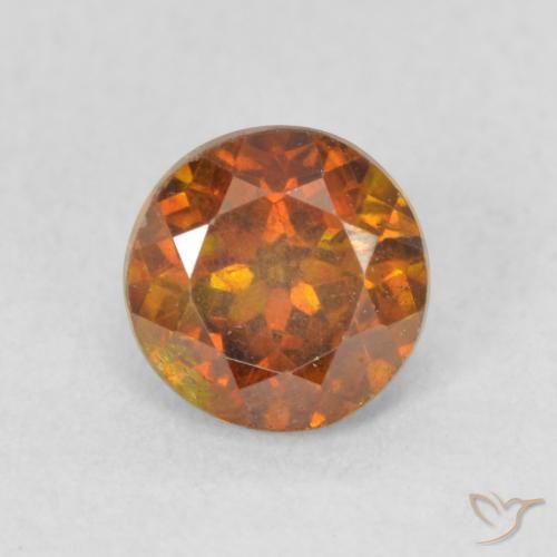 0.97ct 天然 ミディアムオレンジ 閃亜鉛鉱, ラウンド, VS-SI, Photo A
