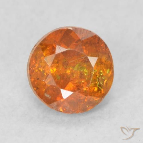 0.45ct 天然 ディープオレンジ 閃亜鉛鉱, ラウンド, SI