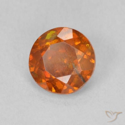 0.85カラットの天然Medium Dark-Orange閃亜鉛鉱、ラウンド、SI