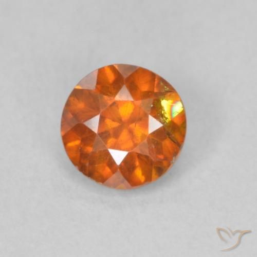 0.42ct 天然 ディープオレンジ 閃亜鉛鉱, ラウンド, SI