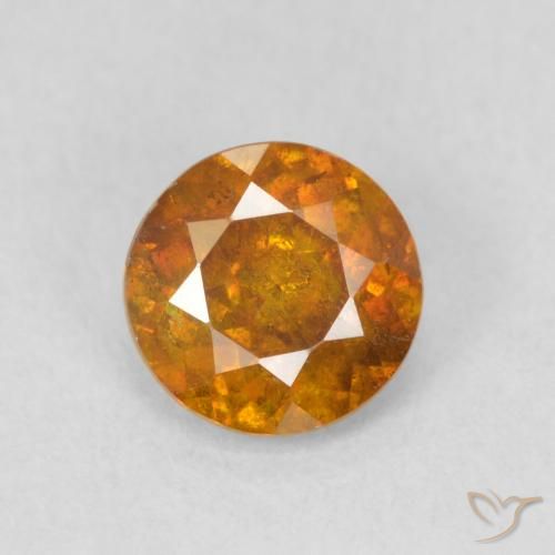 0.87ct 天然 茶色がかったオレンジ 閃亜鉛鉱, ラウンド, SI