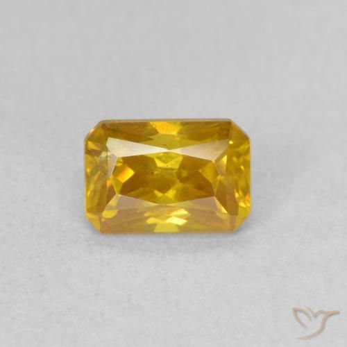 0.96ct 天然 ゴールデンオレンジ 閃亜鉛鉱, エメラルドカット, VS-SI