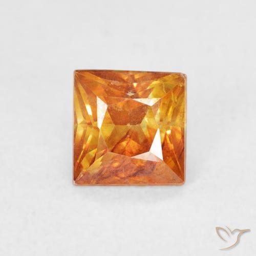 0.88ct 天然 ミディアムオレンジ 閃亜鉛鉱, 四角形, SI