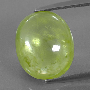 5.40カラットの天然グリーンスフェーン（12.6×10.7 mm・透明）