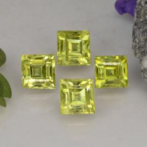 1.50カラットの天然レモンイエロースフェーン（3.9×3.7 mm・四角）