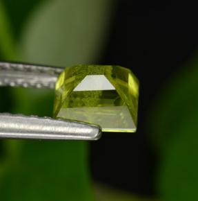 0.99カラットの天然ゴールデングリーンスフェーン（5.4×5.4 mm・四角）