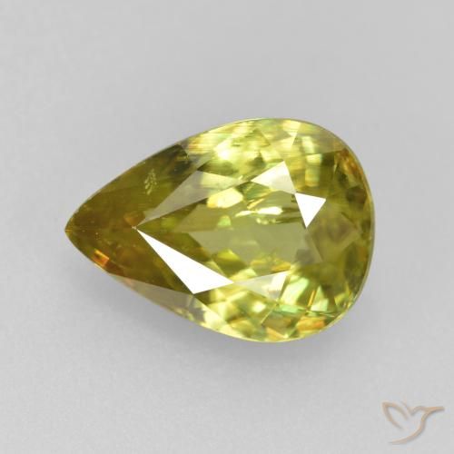 1.89ct 天然 ミディアムグリーン スフェーン, 洋梨の形, VS
