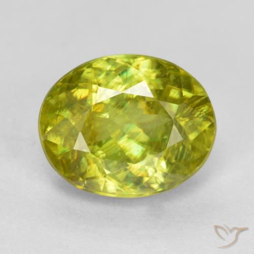 1.74ct 天然 グリーンイエロー スフェーン, 楕円形, SI