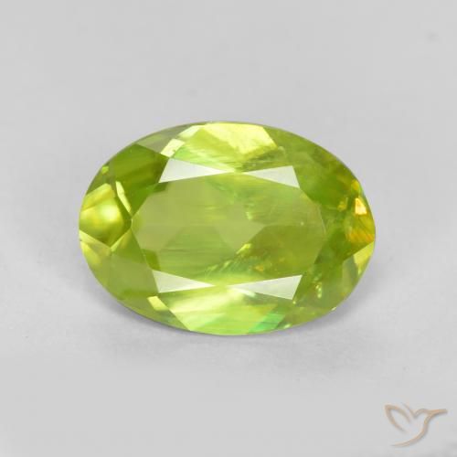 1.41ct 天然 鮮やかなグリーン スフェーン, 楕円形, VS-SI