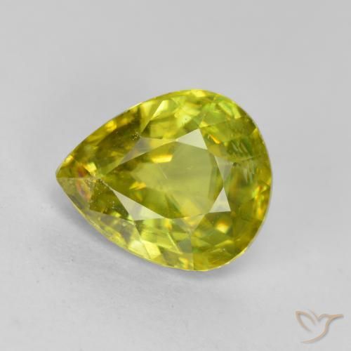1.56ct 天然 ウォームフォレストグリーン スフェーン, 洋梨の形, VS-SI