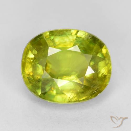 1.75ct 天然 ミディアムグリーン スフェーン, 楕円形, VS-SI