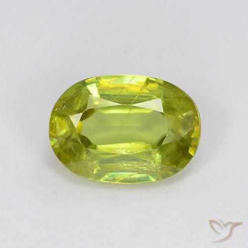 1.37ct 天然 鮮やかなグリーン スフェーン, 楕円形, VS-SI