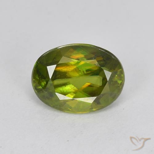 1.03ct 天然 フォレストグリーン スフェーン, 楕円形, VVS-VS