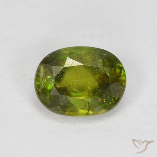0.83ct 天然 ウォームアーシーグリーン スフェーン, 楕円形, VS-SI