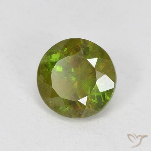 0.70ct 天然 アーシーグリーン スフェーン, ラウンド, VS-SI