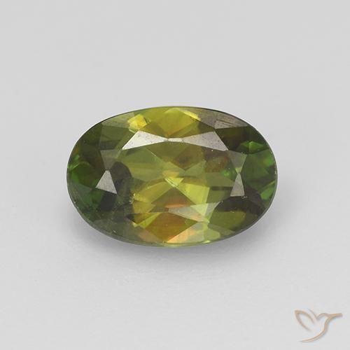 0.89ct 天然 ミディアムダークグリーン スフェーン, 楕円形, VVS-VS