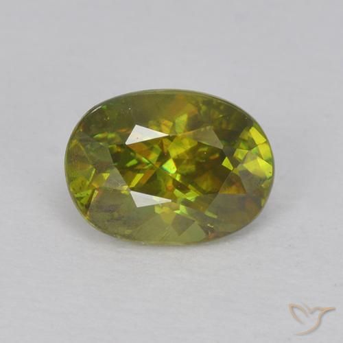 0.73ct 天然 ミディアムダークグリーン スフェーン, 楕円形, VVS-VS