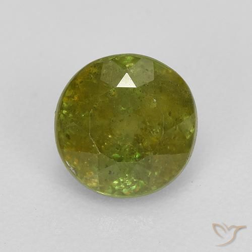 0.90ct 天然 アーシーグリーン スフェーン, ラウンド, VS-SI