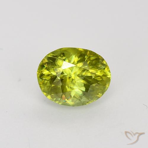1.28ct 天然 ミディアムイエロー スフェーン, 楕円形, VS-SI