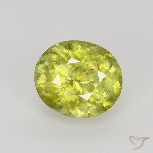 1.12ct 天然 ミディアムイエロー スフェーン, 楕円形, VS-SI
