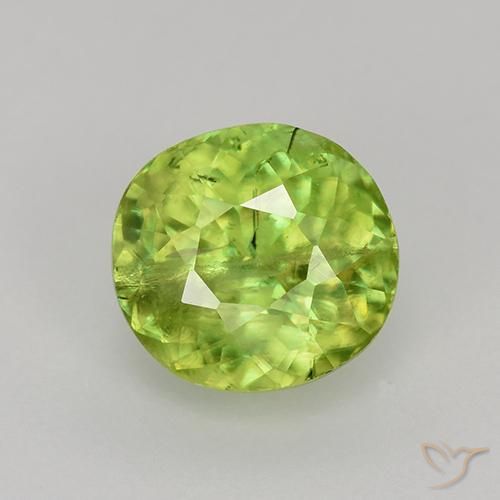 1.32ct 天然 ミディアム薄いグリーン スフェーン, 楕円形, VS-SI