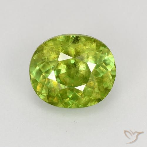 1.08ct 天然 ライブリー黄色がかった緑 スフェーン, 楕円形, VS-SI