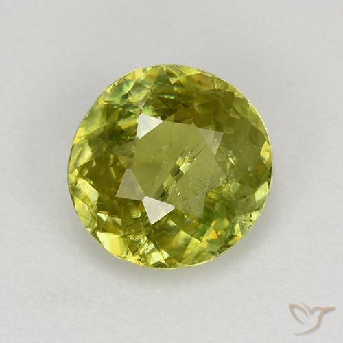 1.13ct 天然 ミディアムグリーン スフェーン, ラウンド, VS-SI