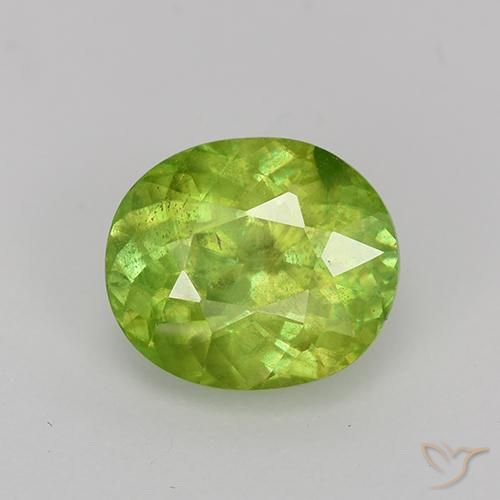 2.47ct 天然 ミディアムグリーン スフェーン, 楕円形, VS-SI