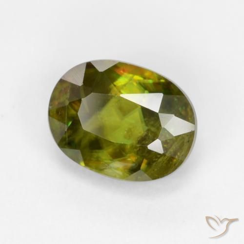 0.84ct 天然 ミディアムダークグリーン スフェーン, 楕円形, VS-SI