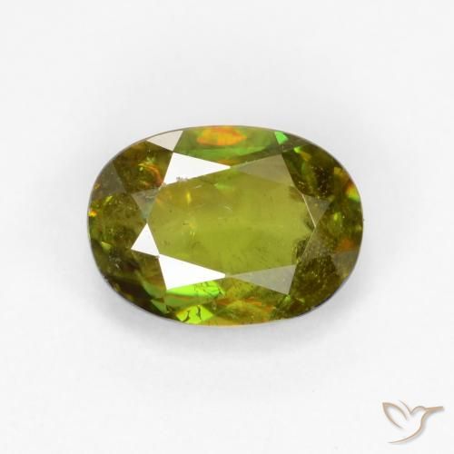 0.70ct 天然 ウォームアーシーグリーン スフェーン, 楕円形, VS-SI
