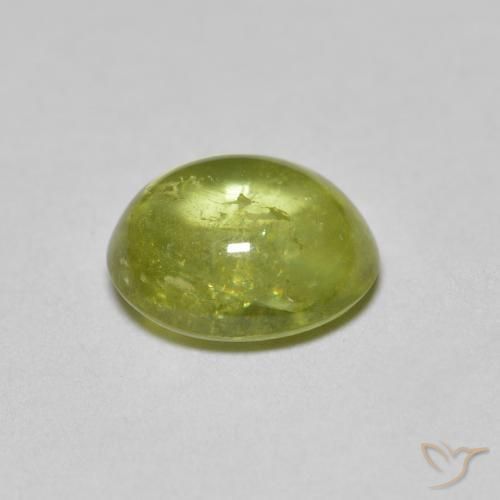 1.63カラットの天然Medium Light Greenスフェーン、楕円形、透明