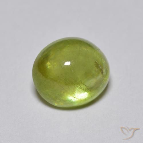 2.17カラットの天然Medium Light Greenスフェーン、楕円形、半透明