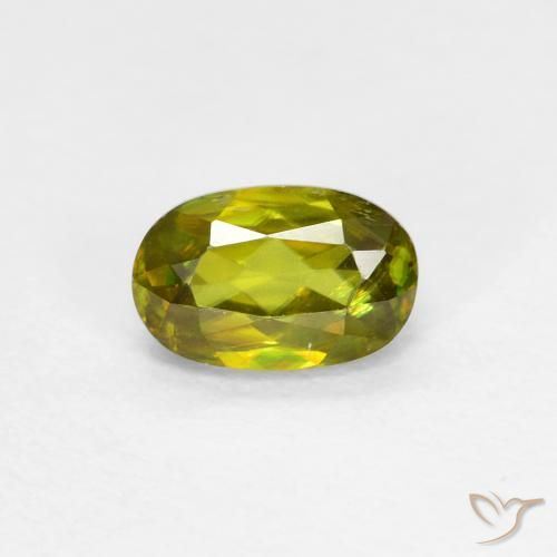 0.56ct 天然 ウォームフォレストグリーン スフェーン, 楕円形, VS