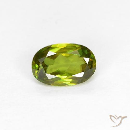 0.38ct 天然 Medium Dark-Green スフェーン, 楕円形, VS