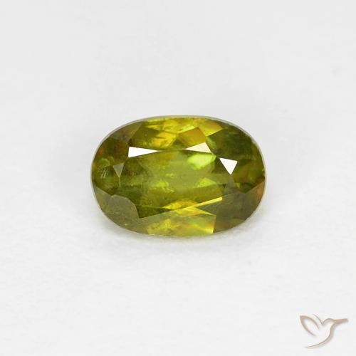0.42ct 天然 ミディアムグリーン スフェーン, 楕円形, VS