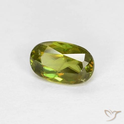 0.50ct 天然 ウォームアーシーグリーン スフェーン, 楕円形, VS
