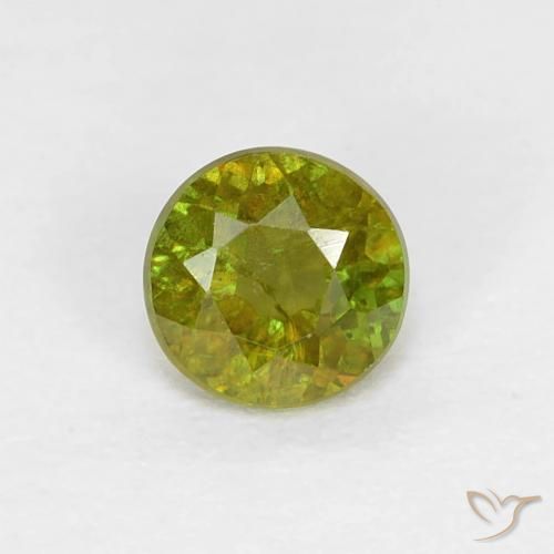 0.40ct 天然 ウォームフォレストグリーン スフェーン, ラウンド, VS