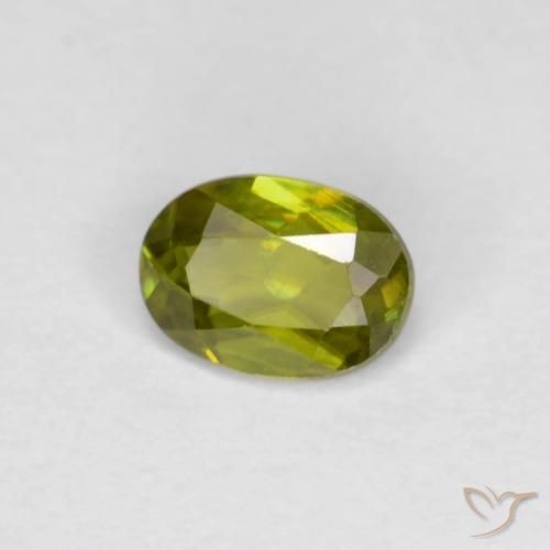 0.40ct 天然 ウォームアーシーグリーン スフェーン, 楕円形, VS