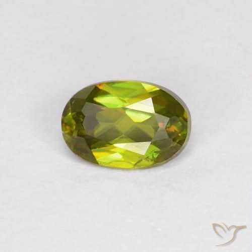 0.42ct 天然 ウォームフォレストグリーン スフェーン, 楕円形, VS