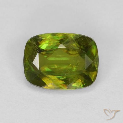 0.62ct 天然 フォレストグリーン スフェーン, クッション, VS