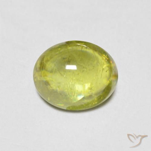0.98ct 天然 ウォームアーシーグリーン スフェーン, 楕円形, 透明
