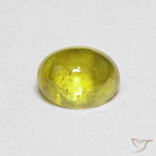 1.23ct 天然 ウォームアーシーグリーン スフェーン, 楕円形, 透明