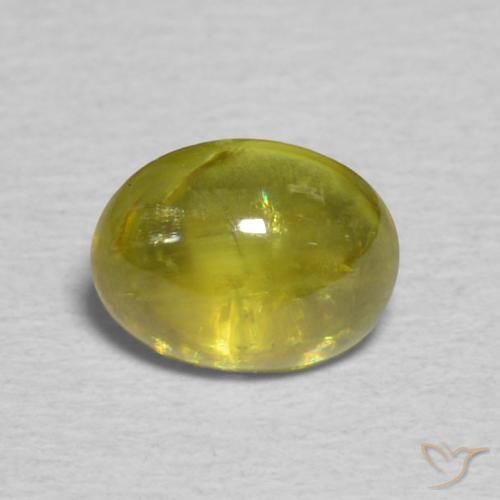 0.87ct 天然 ウォームアーシーグリーン スフェーン, 楕円形, 透明