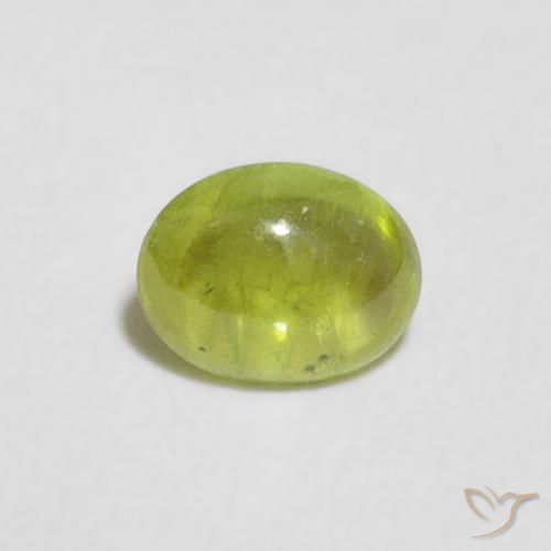 0.51ct 天然 オリーブグリーン スフェーン, 楕円形, 透明