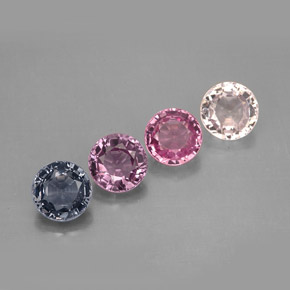 カラットの天然マルチカラースピネル（5.28 mm・ラウンドカット）